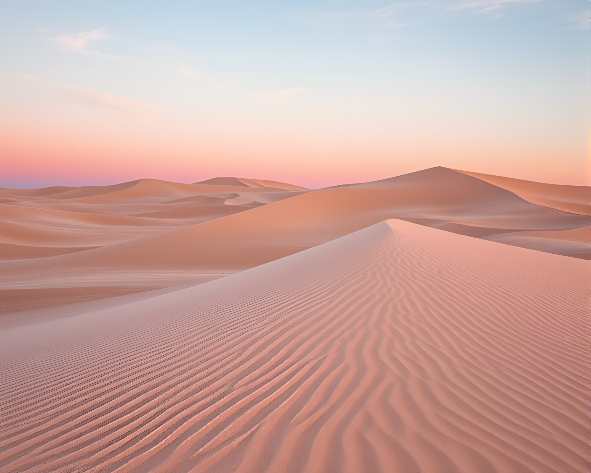 Coral Sand Dunes: A Surreal Landscape of Tranquility – free AI stock image