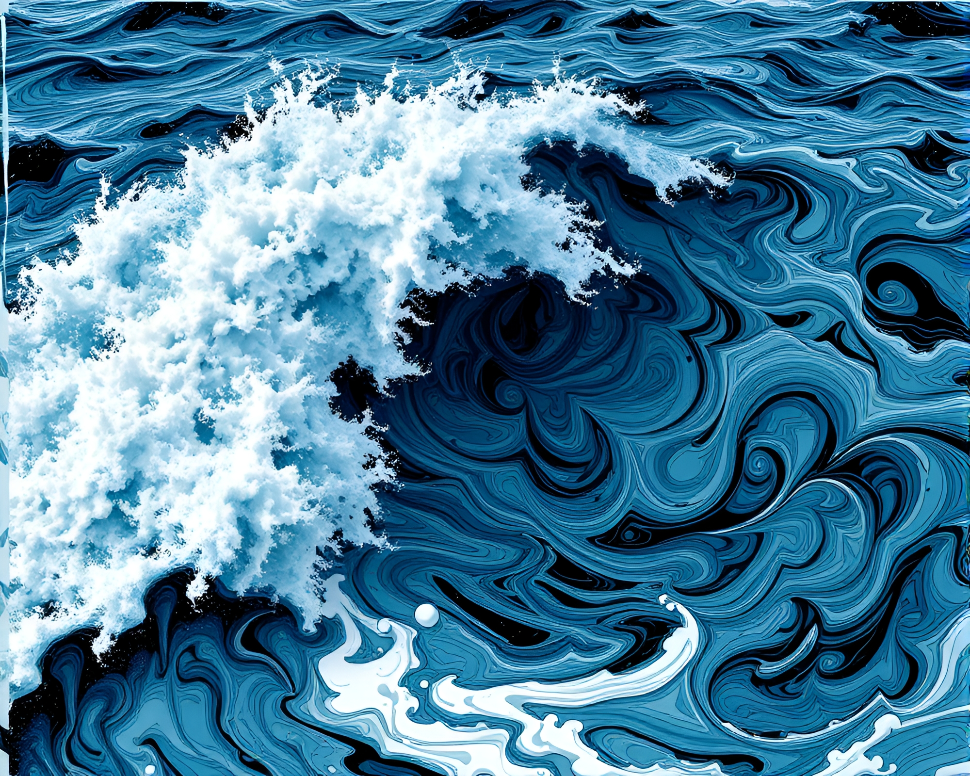 Mesmerizing Swirling Ink Ocean Illustration – free AI stock image