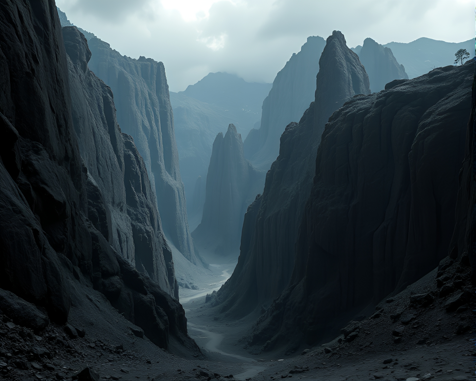 Eerie Mysteries of the Ancient Obsidian Canyon – free AI stock image