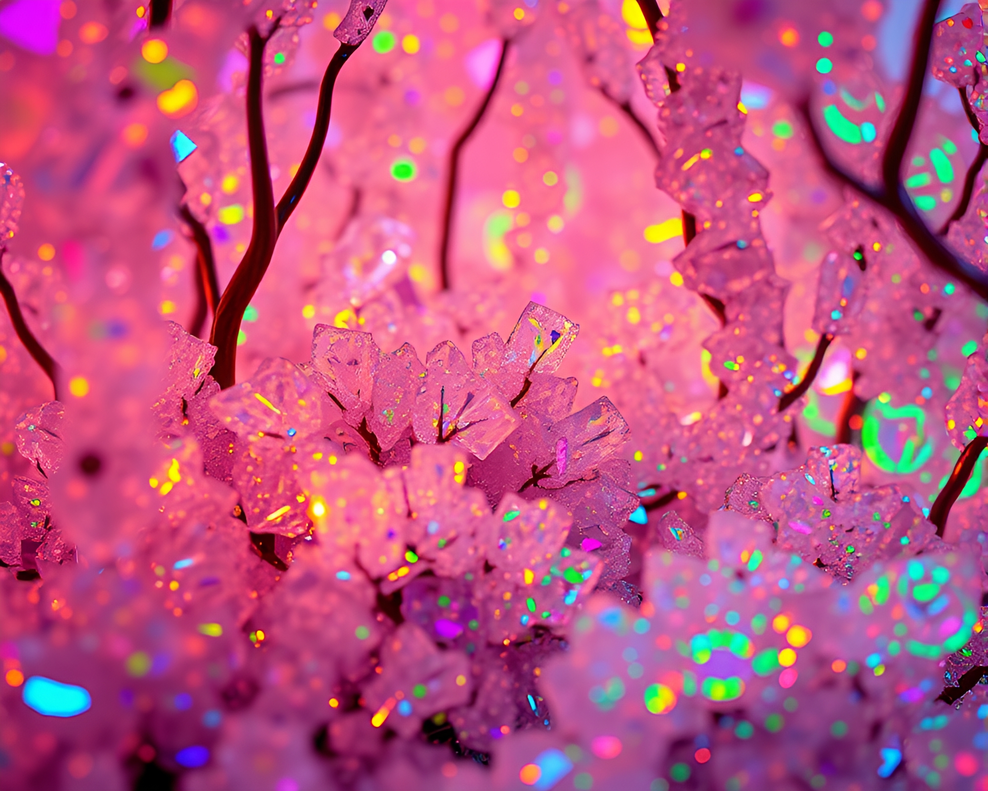 Vibrant Silicon Crystal Forest: Iridescent Mosaic Beauty – free AI stock image