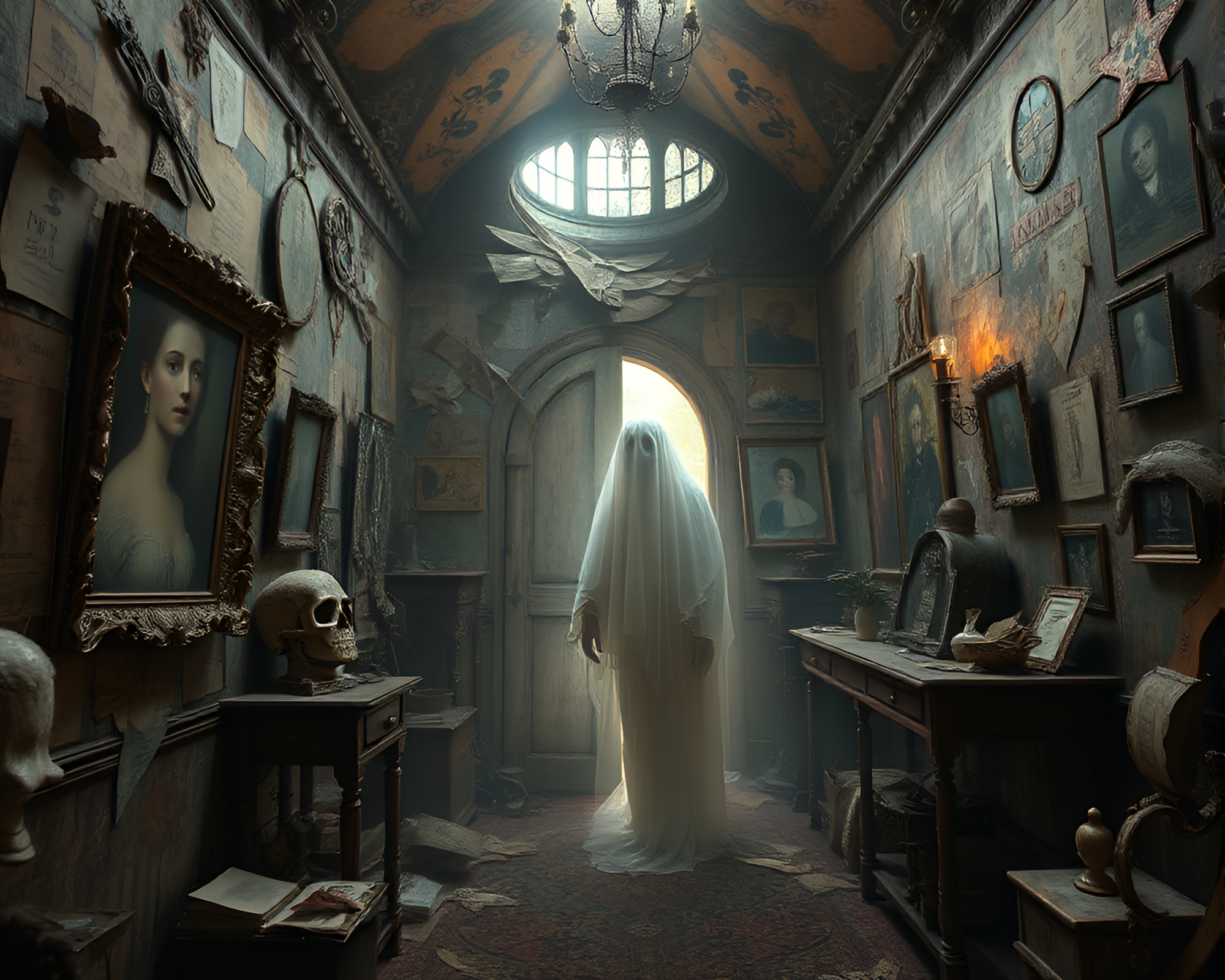 Ethereal Memories in a Haunting Memory Palace – free AI stock image