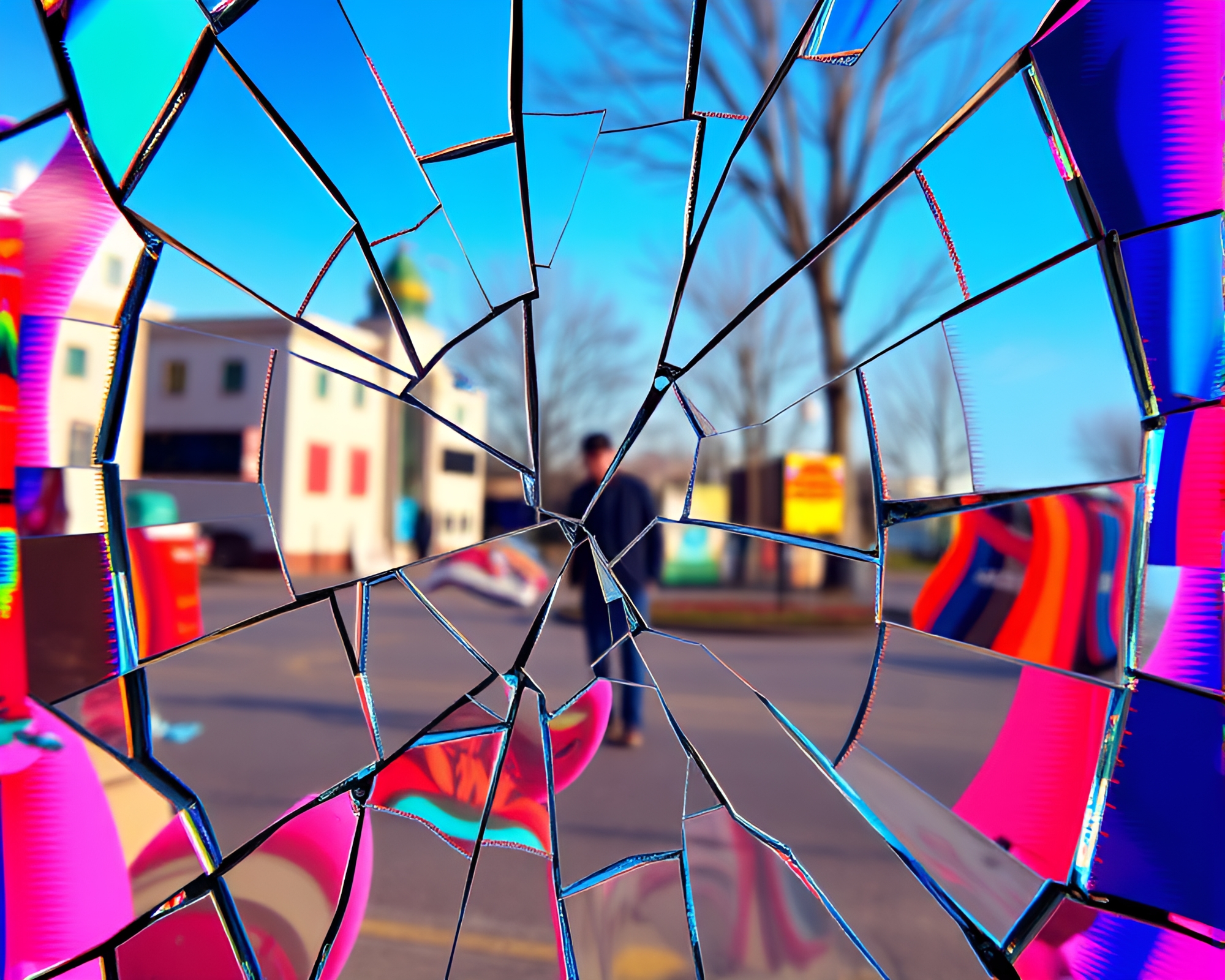Distorted Glitch Art: Shattered Mirror Reflections – free AI stock image