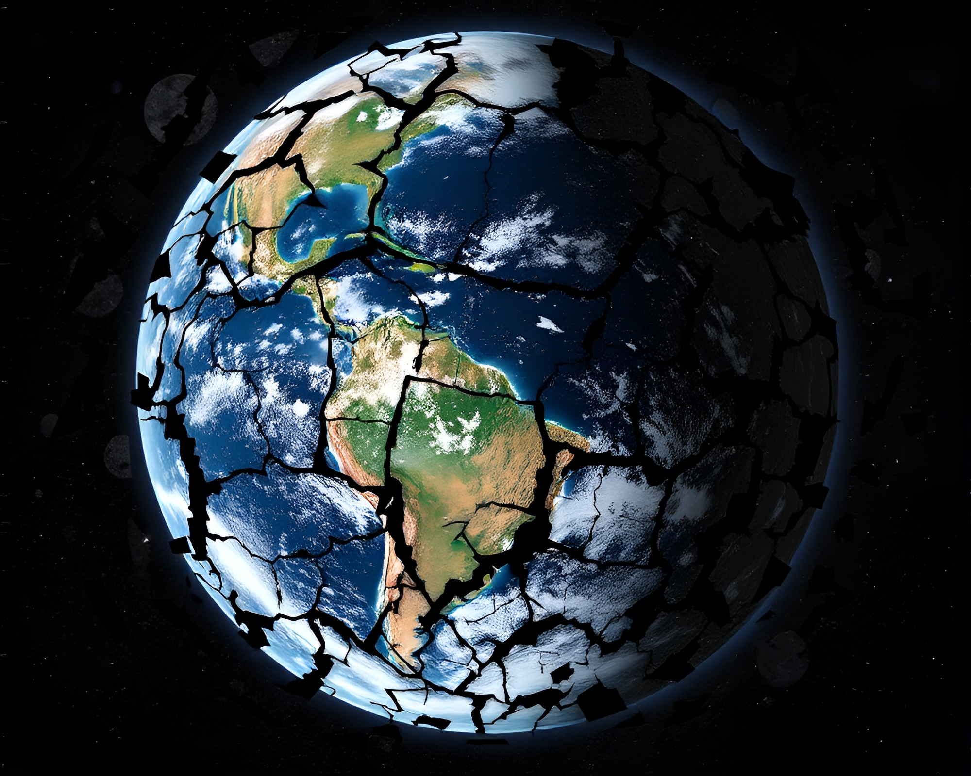 Fragmented Planet Surface: A Mosaic of Chaos – free AI stock image