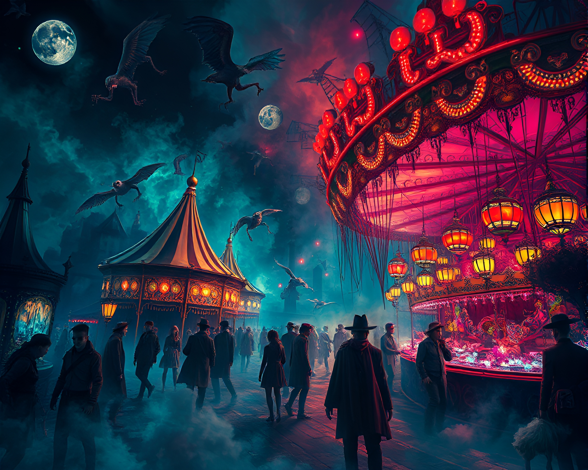 Spectral Carnival Comes to Life in Vivid Colors – free AI stock image