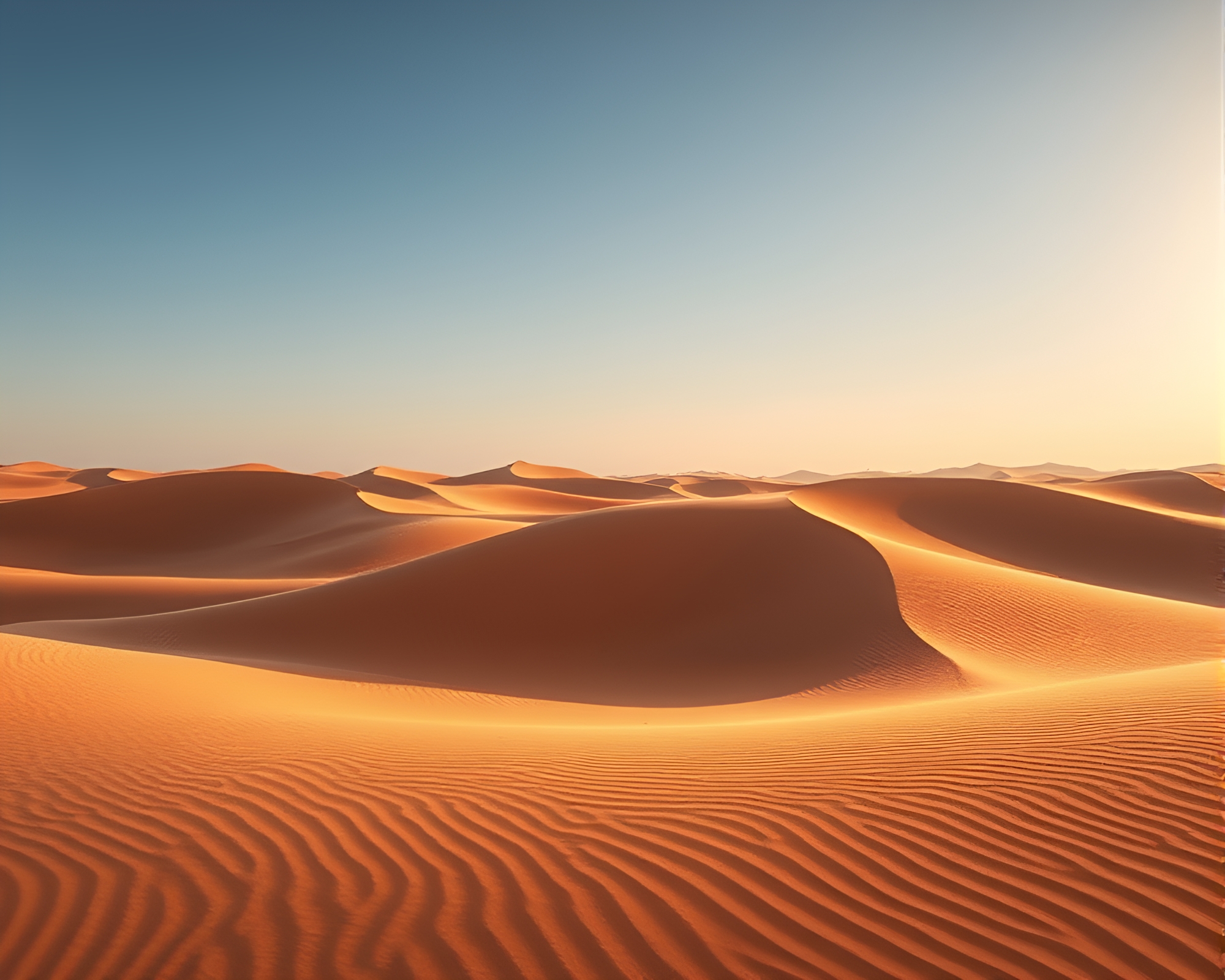 Coral Sand Dunes Flowing in Sunlit Desert Oasis – free AI stock image