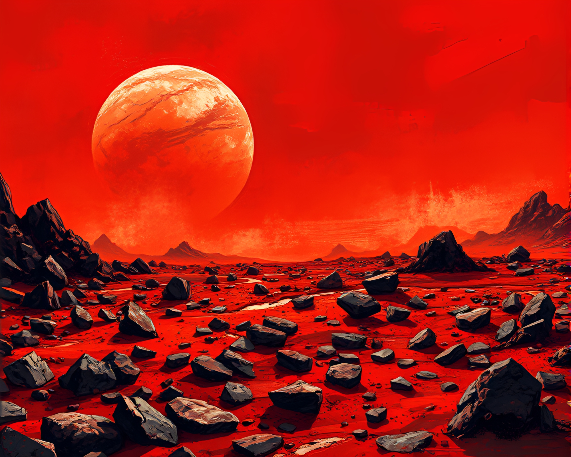 Apocalyptic Impressionism: Shattered Planet in Chaos – free AI stock image