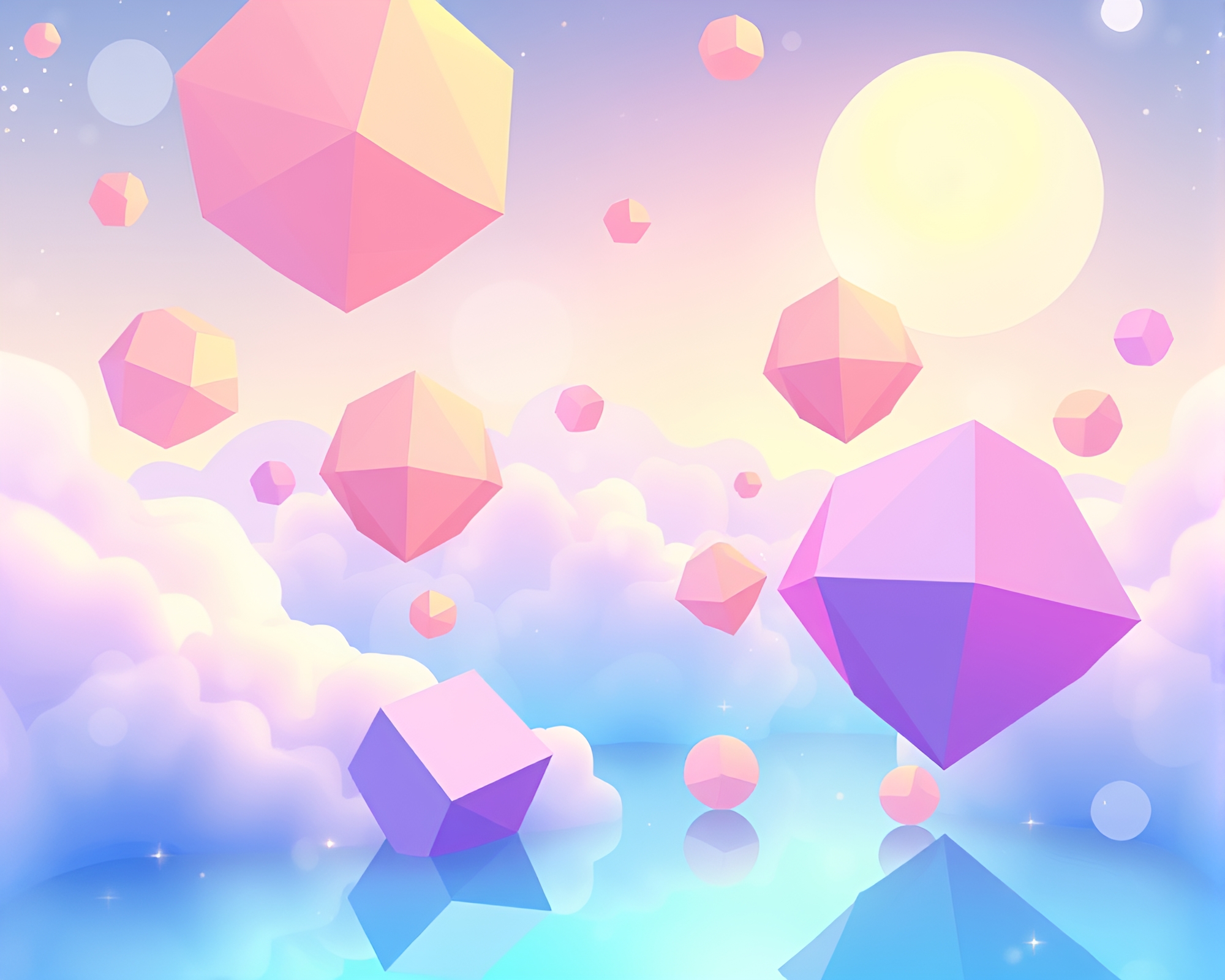 Graceful Floating Geometric Shapes in Serene Harmony – free AI stock image