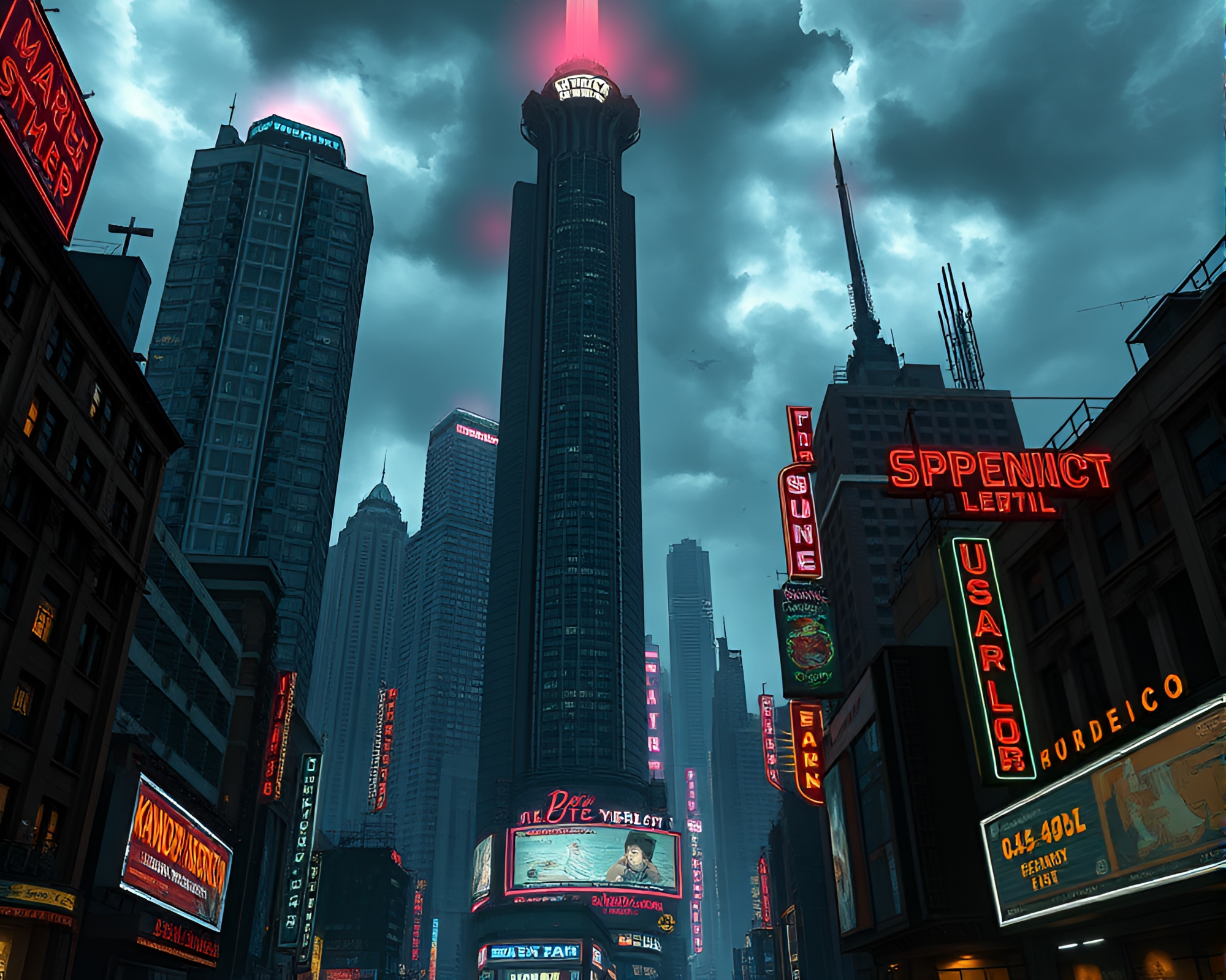 Gleaming Skyscrapers: Retro-Futuristic Metropolis – free AI stock image