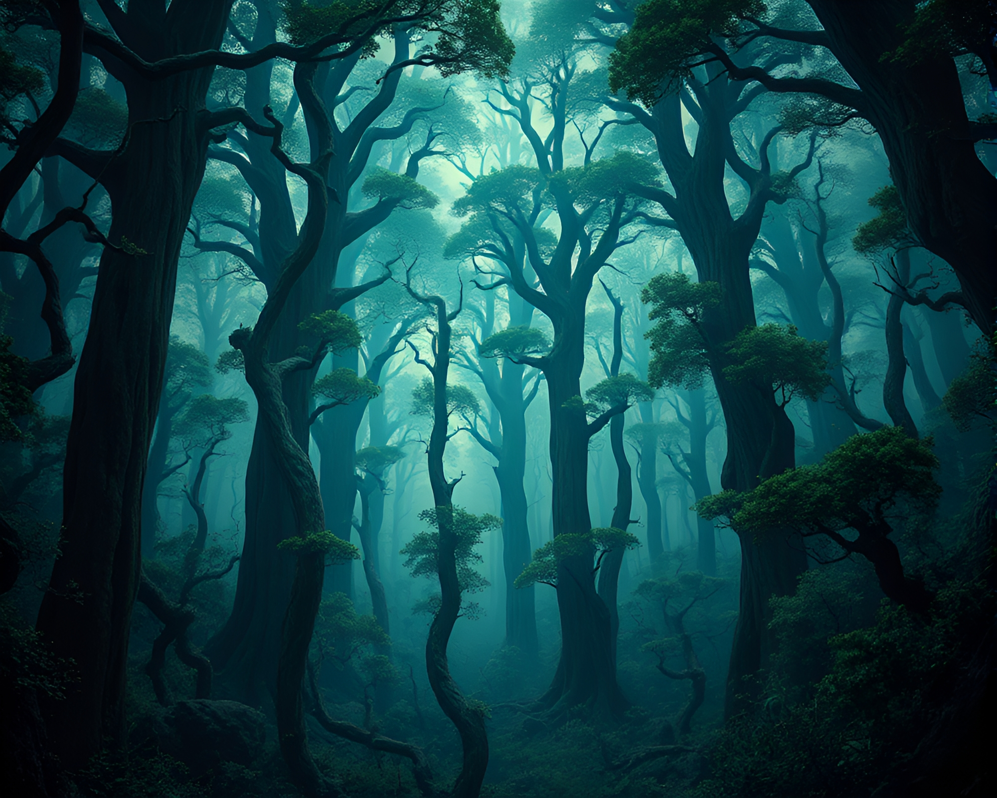 Enigmatic Fractal Jungle: Surreal and Ominous Digital Art – free AI stock image
