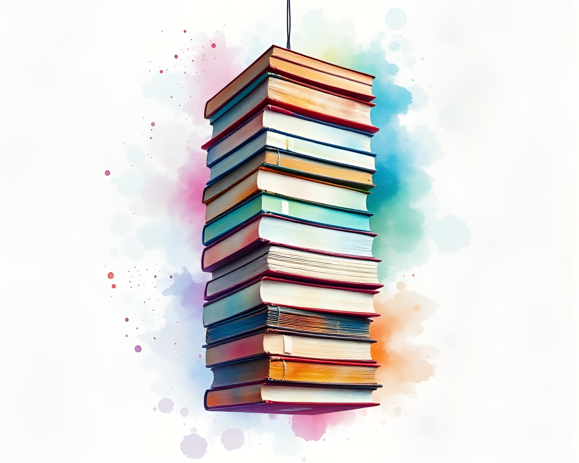 Suspended Book Tower Creates Dreamlike Claustrophobia – free AI stock image
