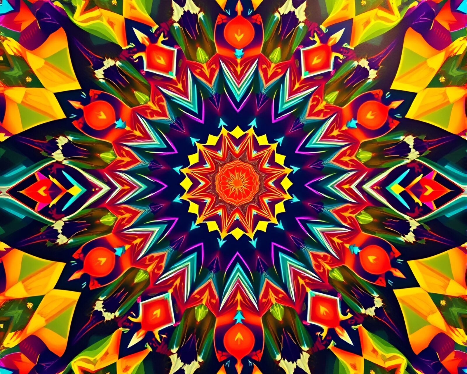 Colorful geometric kaleidoscope in mesmerizing vector design