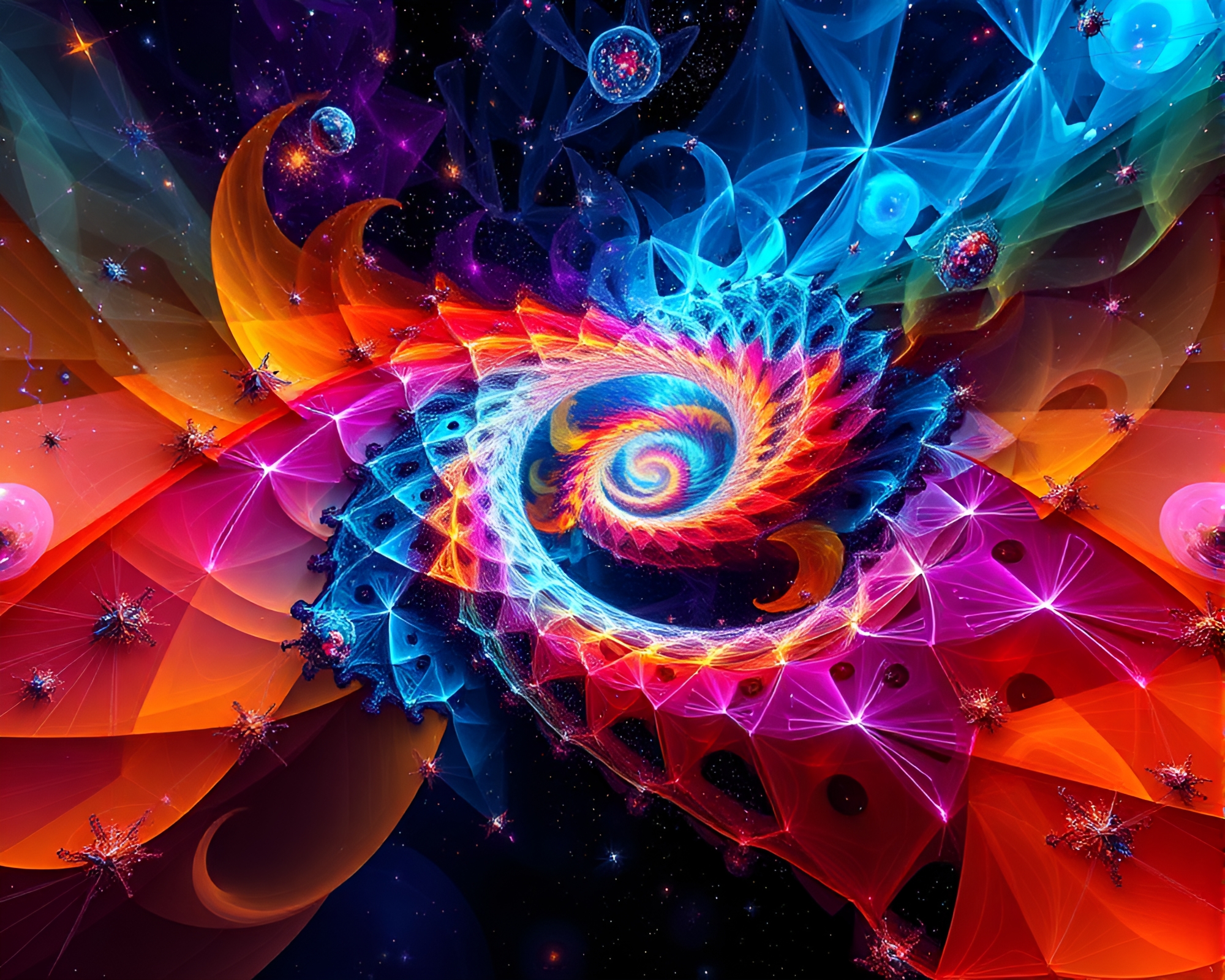 Captivating Cosmic Kinetic Sculpture with Fractal Patterns – free AI stock image