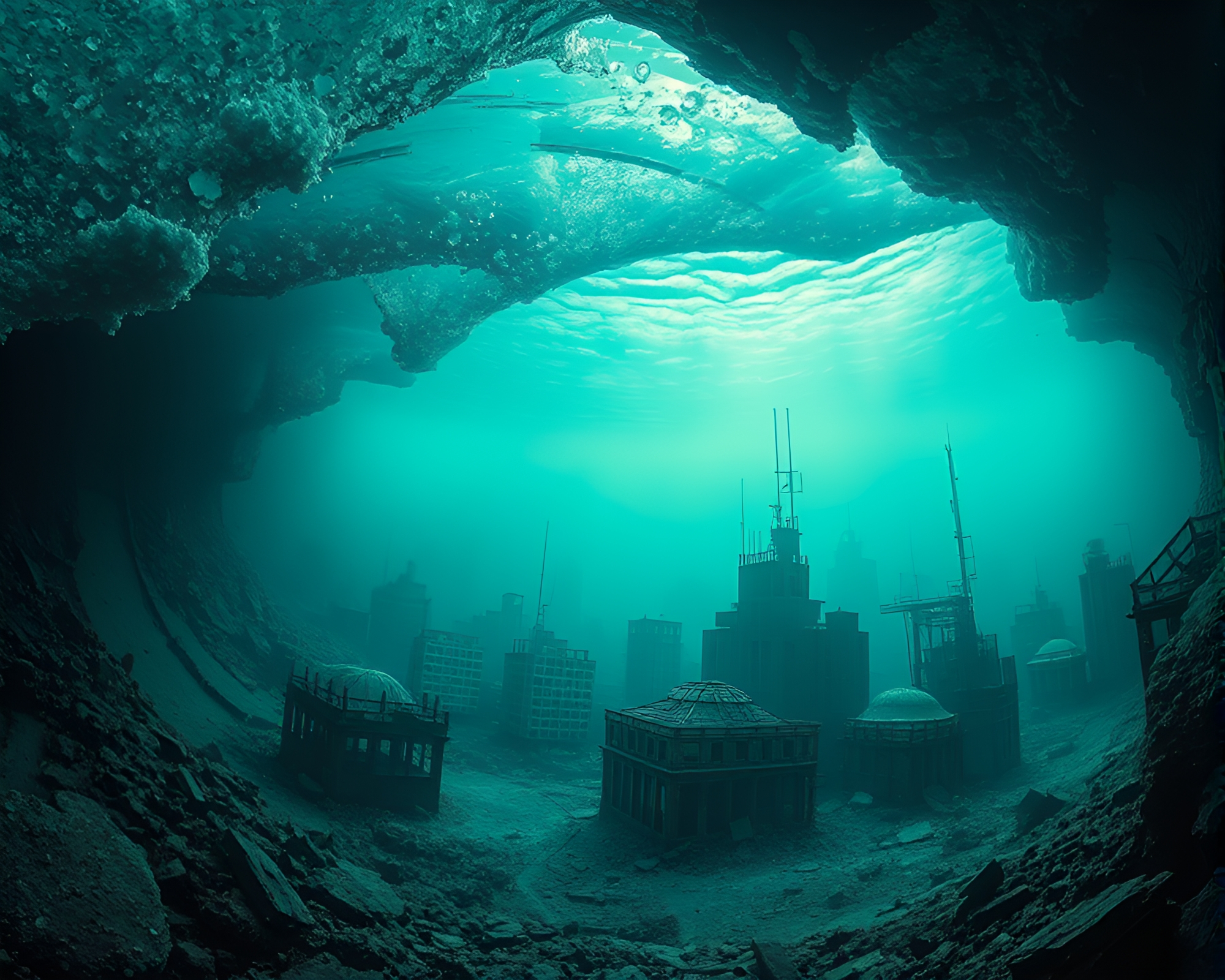 Enchanting Sunken City: Lost to the Ocean Depths – free AI stock image