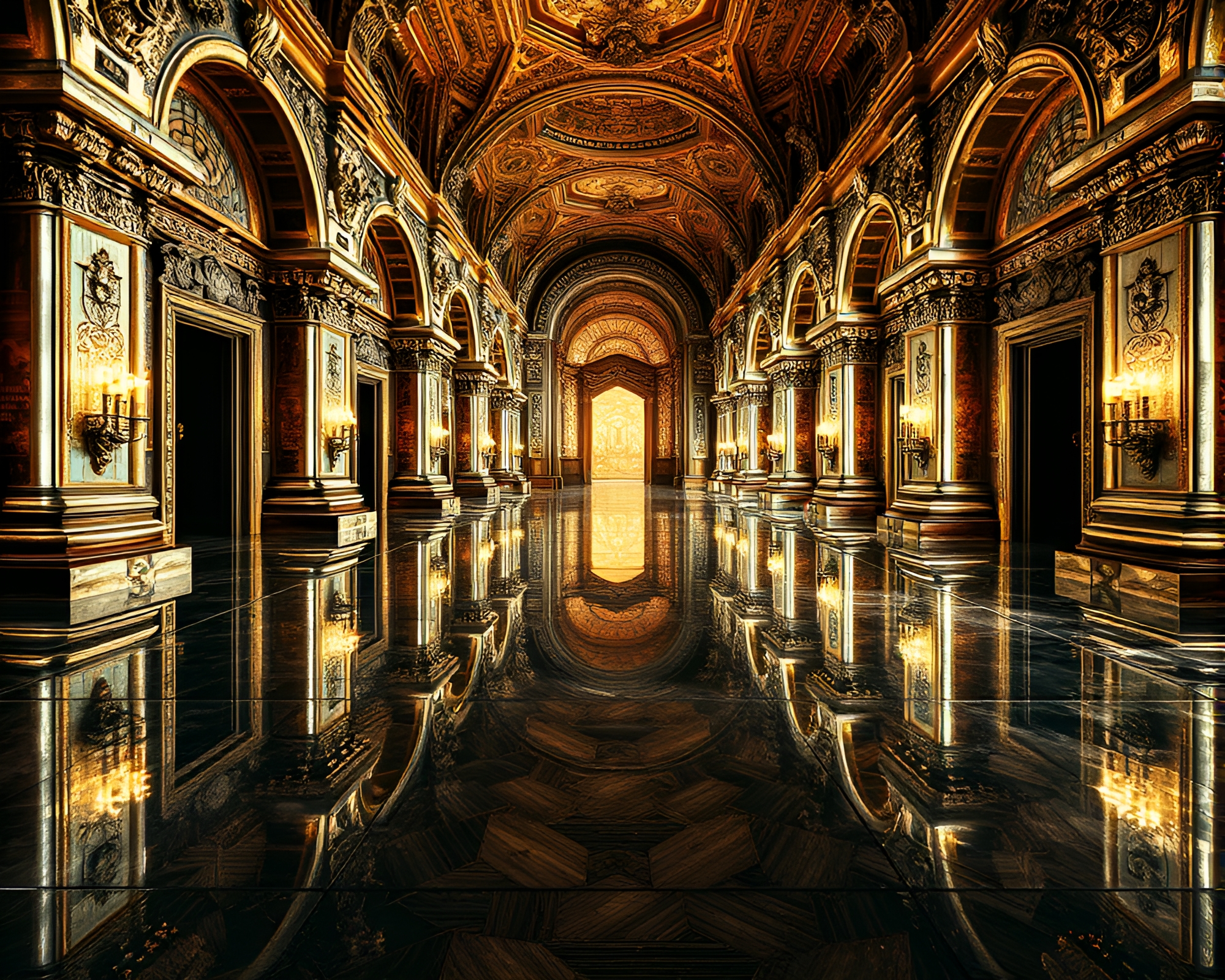 Glimmering Ancient Memory Palace: A Mystical Journey Beyond – free AI stock image