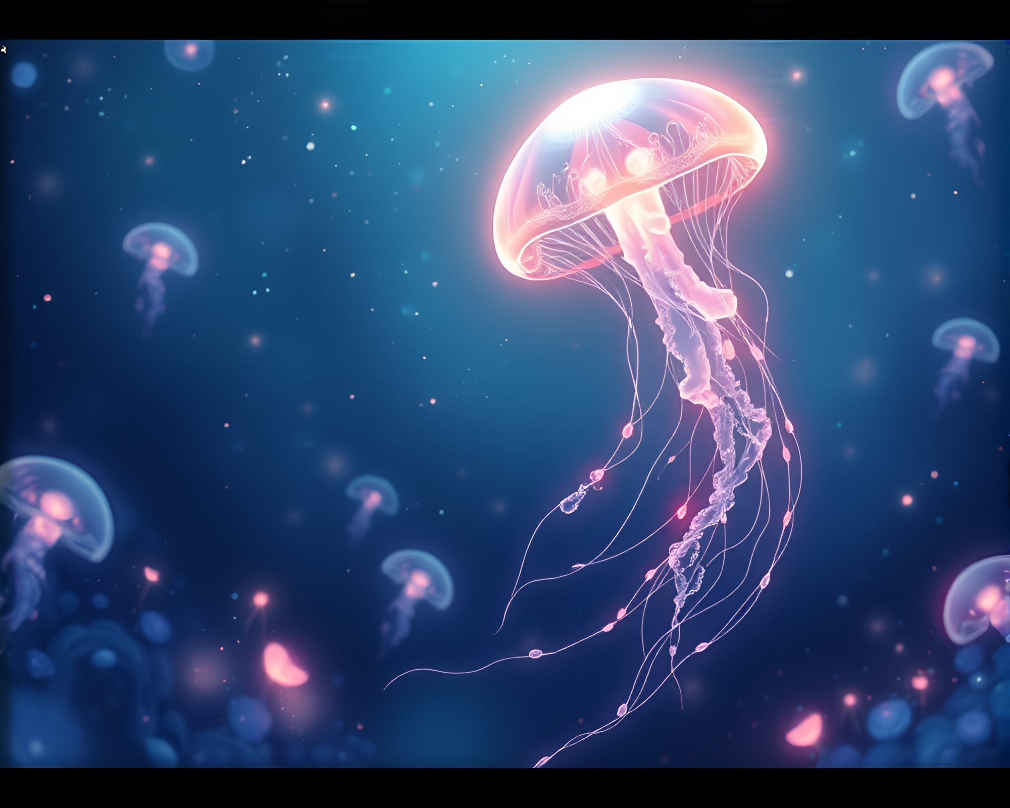 Ethereal Jellyfish Dance Inspires Anime Serenity – free AI stock image