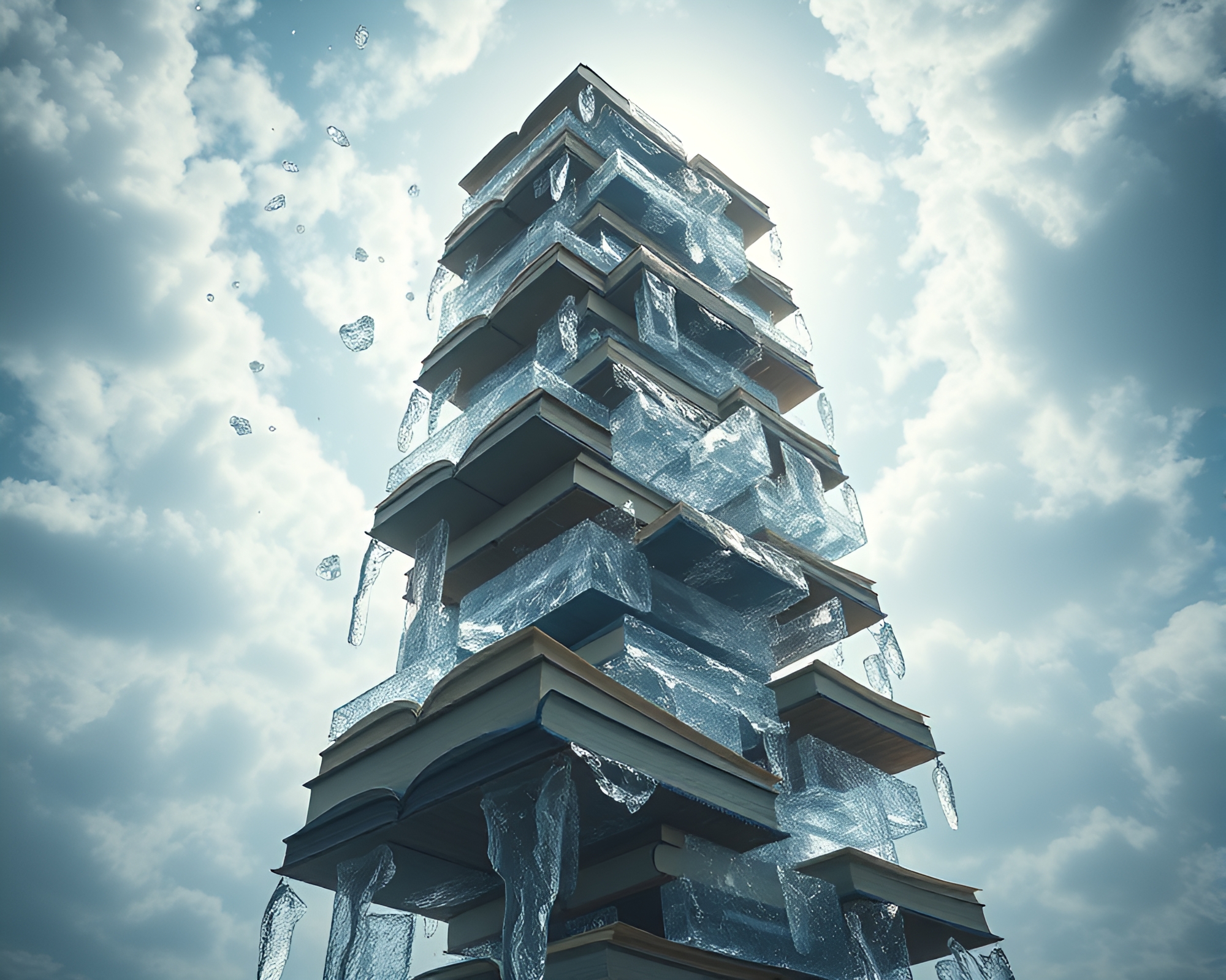 Enchanting Tower of Floating Books – free AI stock image