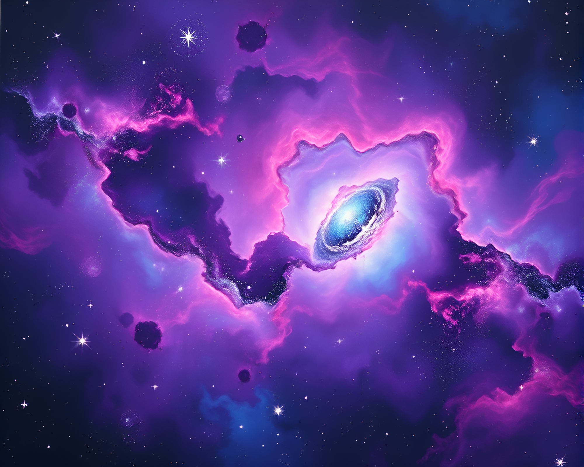 Cosmic Watercolor Nebula Swirl Painting – free AI stock image
