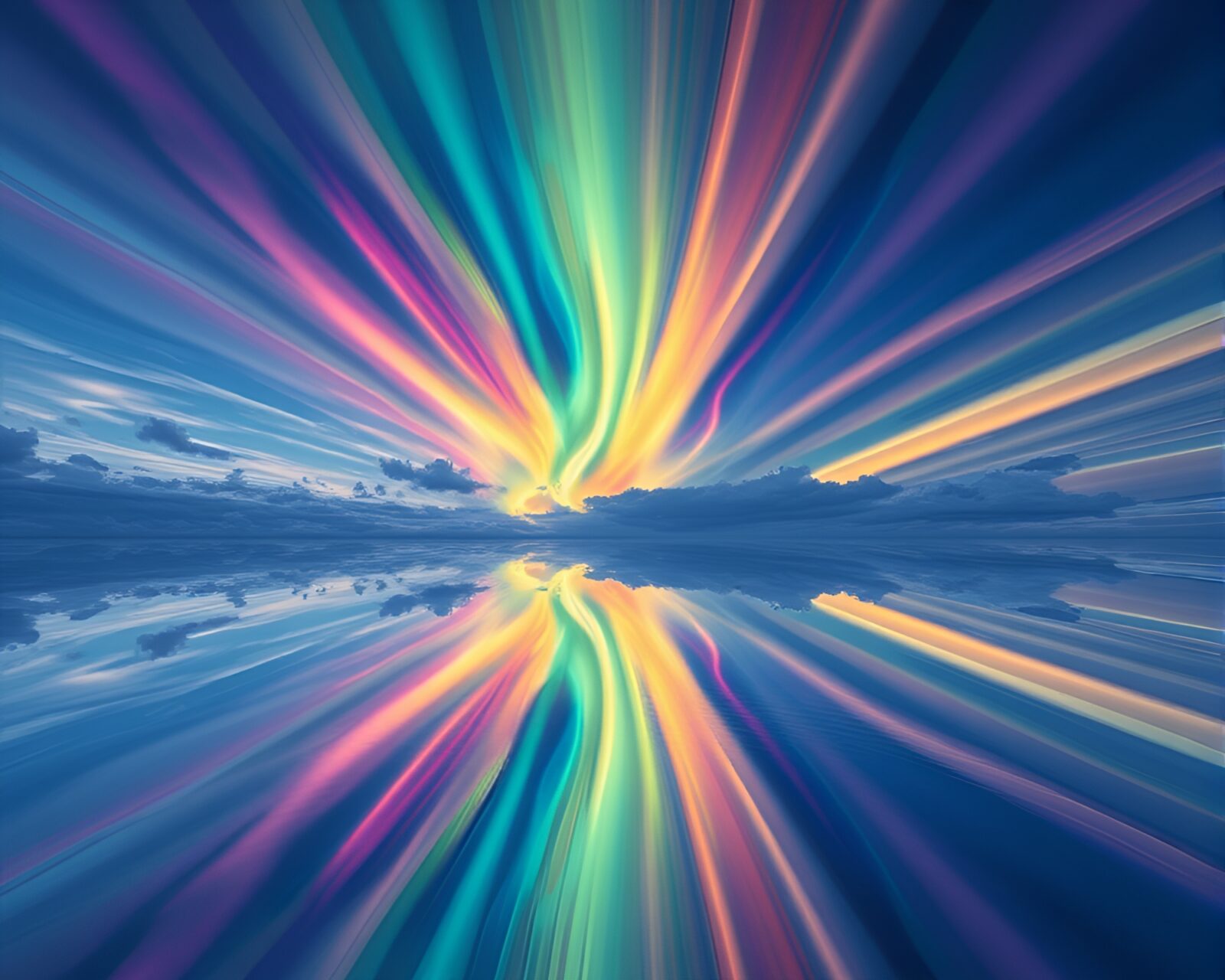 Mesmerizing scene with colorful sky reflections on calm waters