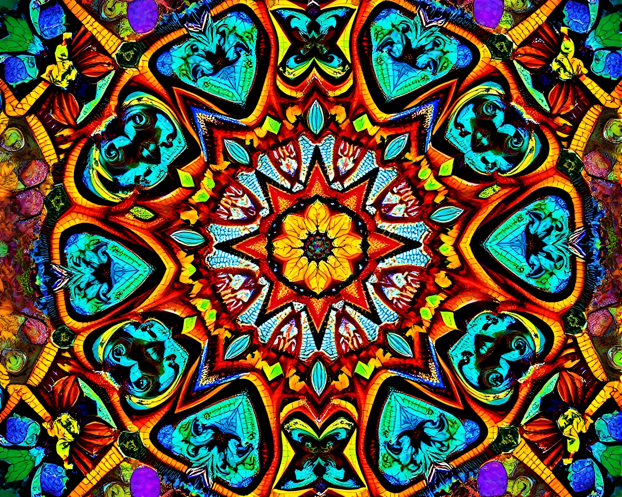 Vibrant Fractal Mosaic Tile Artwork Amazes Viewers – free AI stock image