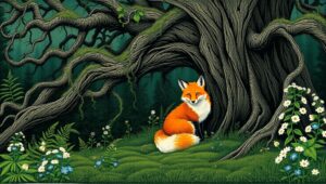 A Fox Beneath the Ancient Oak – free AI stock image