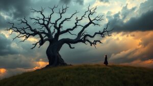 A Tree’s Solitude in Shadows – free AI stock image