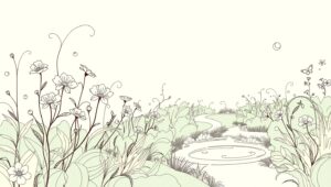 Abstract Line Art Garden Scene – free AI stock image