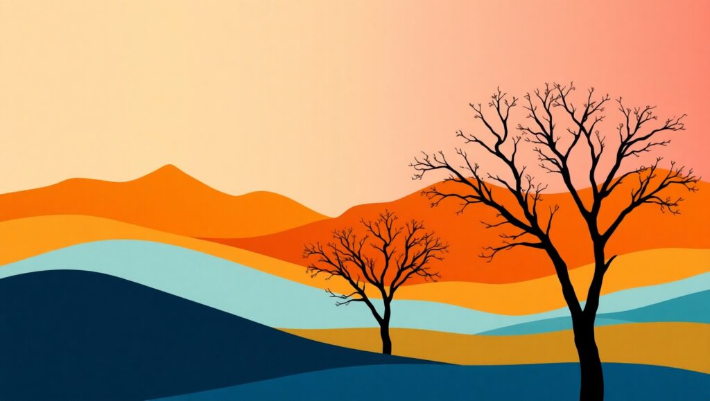 Abstract Mountains at Sunset – free AI stock image