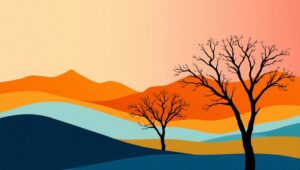 Abstract Mountains at Sunset – free AI stock image