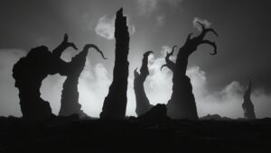 Abstract Shadows in Monochrome Landscape – free AI stock image