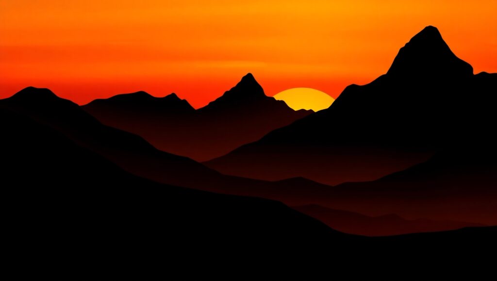 Abstract Silhouettes at Sunset – free AI stock image