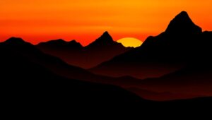 Abstract Silhouettes at Sunset – free AI stock image