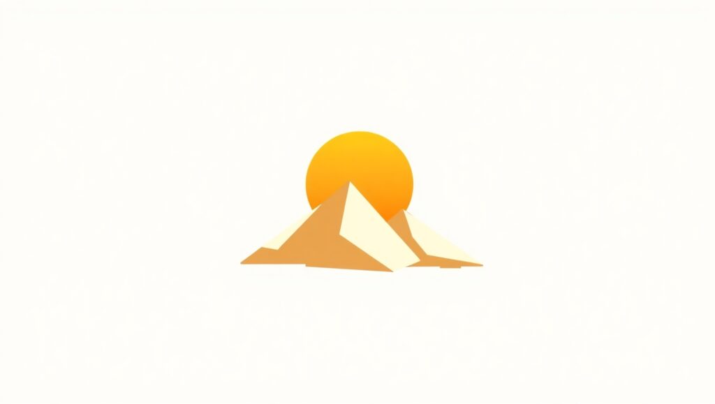 Abstract Sunrise Mountain Logo – free AI stock image