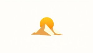Abstract Sunrise Mountain Logo – free AI stock image