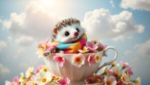 Adorable Hedgehog in a Teacup – free AI stock image