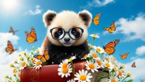 Adorable Panda with Glasses in Nature – free AI stock image