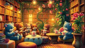 Adorable Scene in a Cozy Cafe – free AI stock image