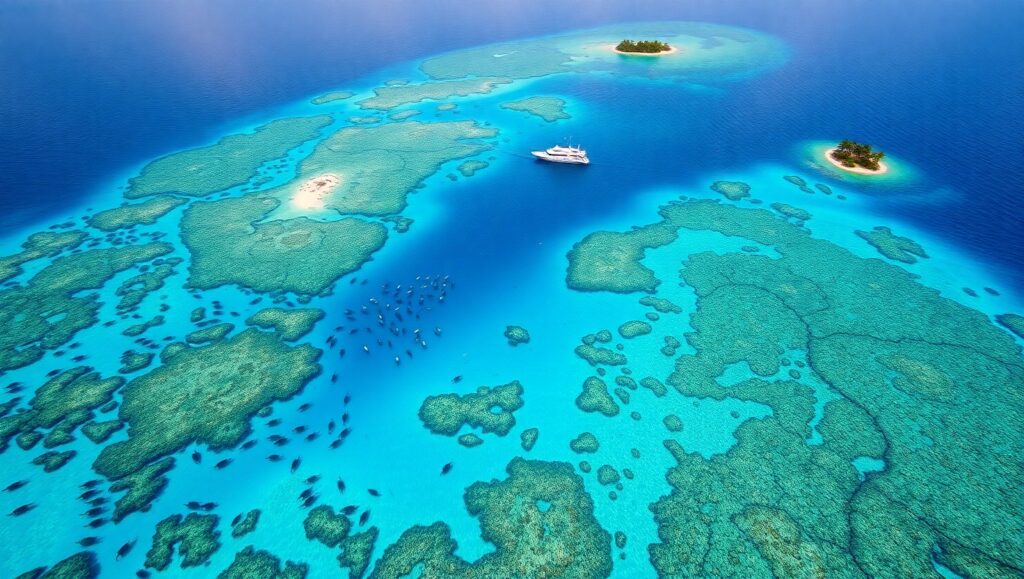 Aerial Coral Reef Exploration – free AI stock image