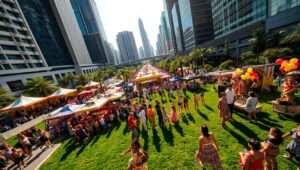 Aerial Summer Festival in the Park – free AI stock image