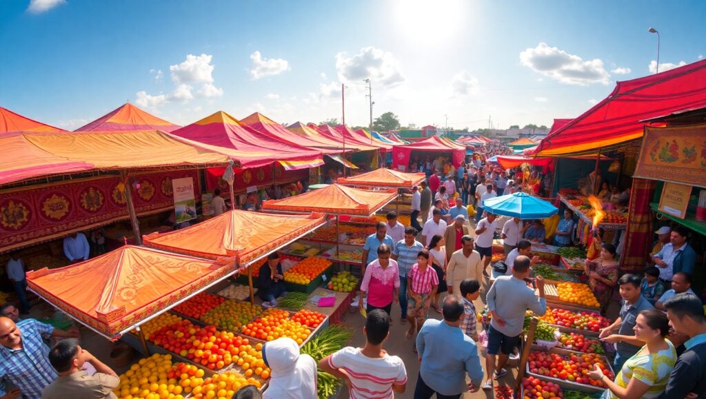 Aerial Vibrancy of a Local Market – free AI stock image