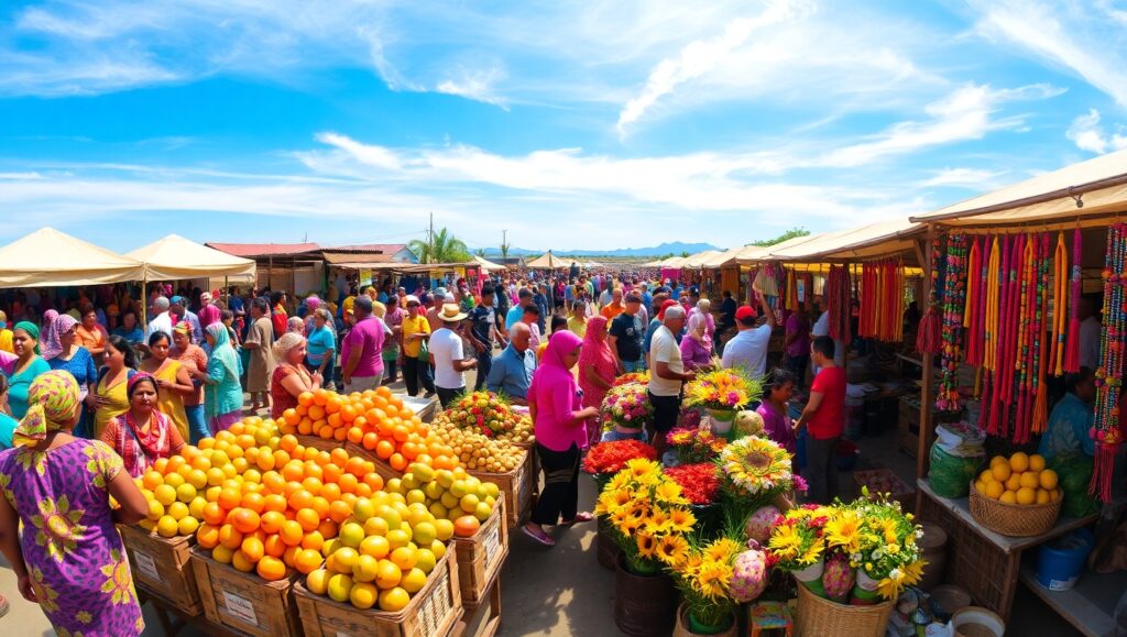 Aerial View of a Vibrant Market cs0 – free AI stock image