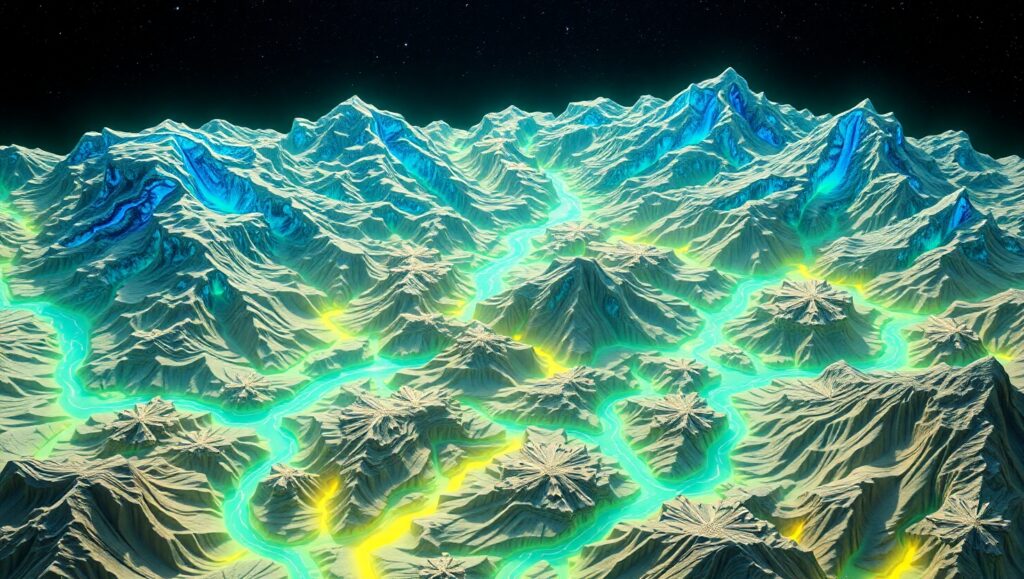 Alien Crystalline Landscape Topography – free AI stock image