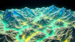 Alien Crystalline Landscape Topography – free AI stock image