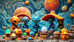 Alien Market in Clay Style – free AI stock image