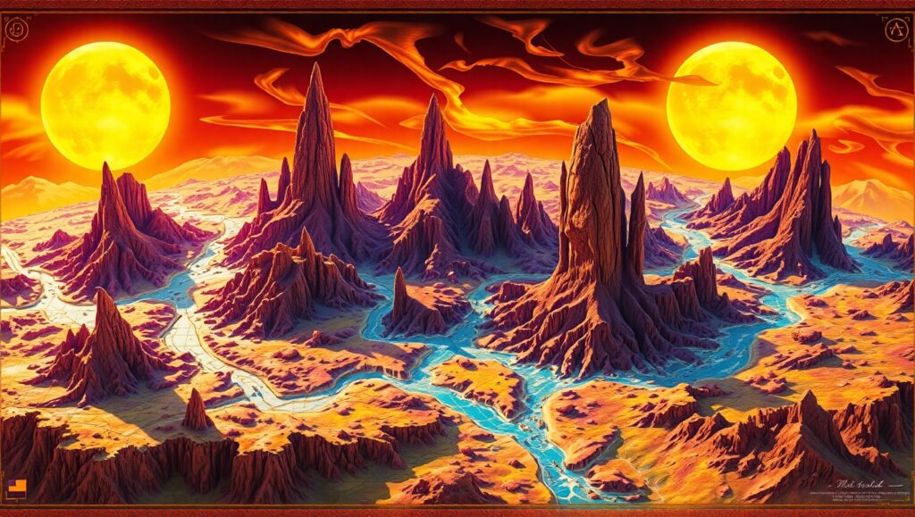 Alien Planet Topography Visualization – free AI stock image
