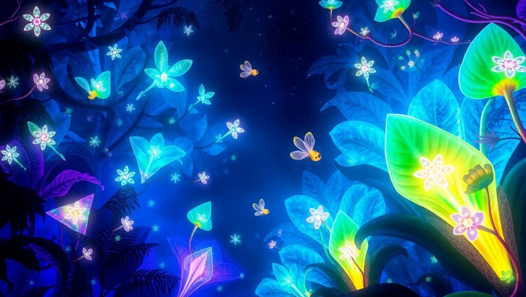 Alien Rainforest Under Starry Skies – free AI stock image