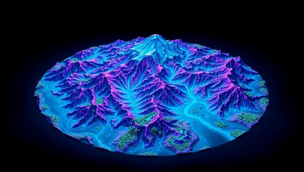 Alien Terrain Topographic Exploration – free AI stock image