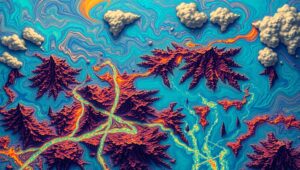 Alien Topographic Landscape Exploration – free AI stock image