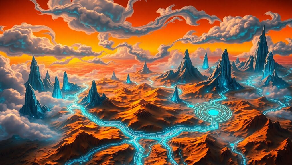 Alien Topography: Colors of Discovery – free AI stock image