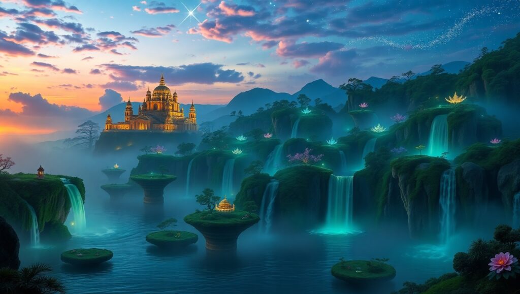 Ancient City Above the Misty Sea – free AI stock image