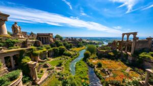 Ancient City Embraced by Nature – free AI stock image